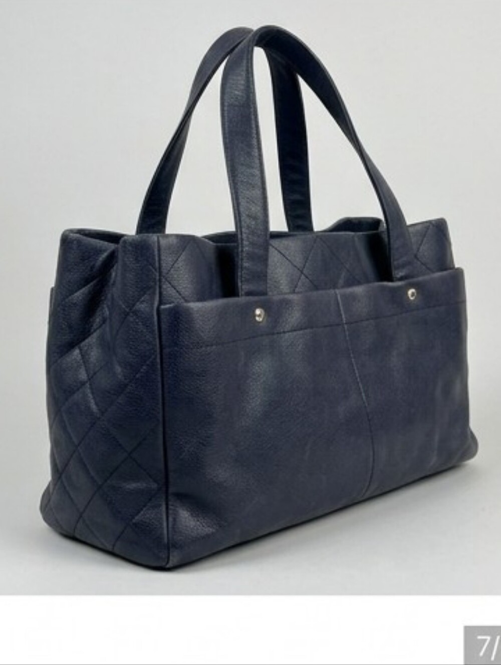 Chanel Ultimate Executive Caviar Tote Bag Cerf Navy Blue CC Jumbo - Picture 3 of 15